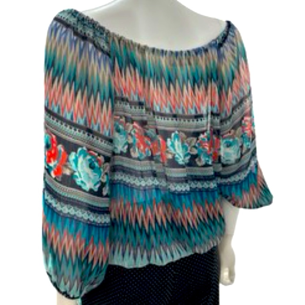 Chic Multicolor Off-Shoulder Blouse - image 3